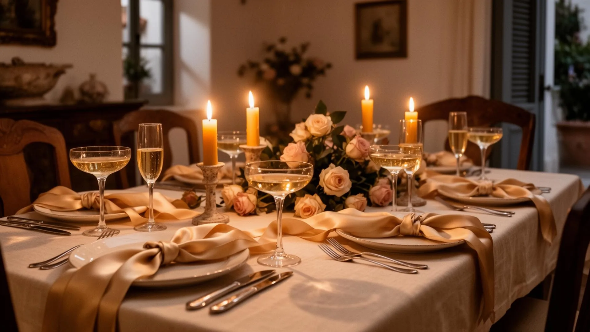 An intimate candlelit luxury tablescape